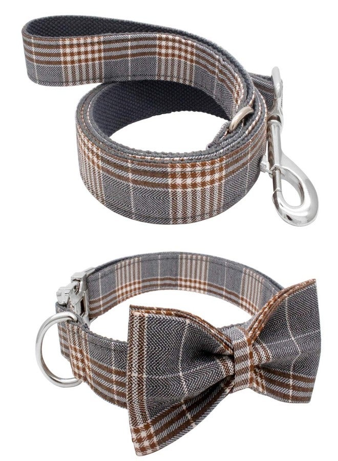 YOY Soft Comfortable Adjustable Pet Collar with Bowtie, Heavy Duty Dog Collar and Leash Set for Small Medium Large Dogs Cats, Puppy Grooming Doggy Accessories, Length 12" - 16" - Image 1